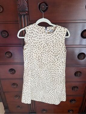 Sleeveless Cream Mini Dress with Taupe Dot Print